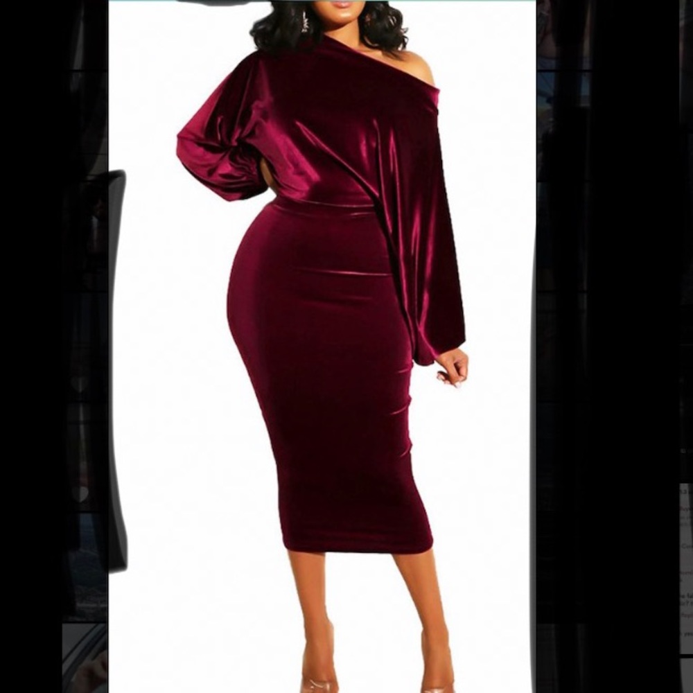 Women's Red Maroon Peplum Bodycon Short Dress Pencil Formal Cocktail Velvet